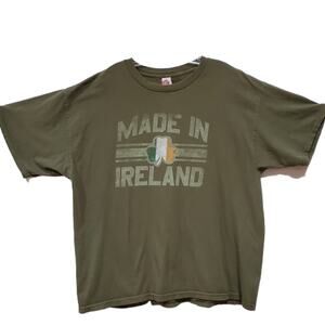 AL Style Olive Color Made in Ireland Graphic T-Shirt 2XL St. Patrick's Shamrock